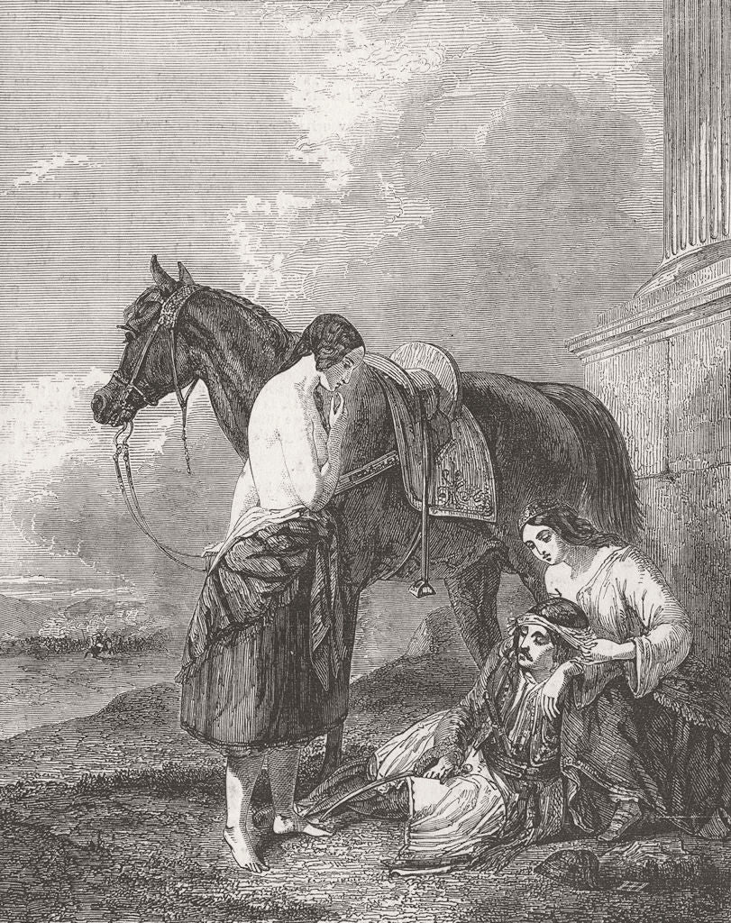 GREECE. Royal Academy. wounded Greek 1849 old antique vintage print picture